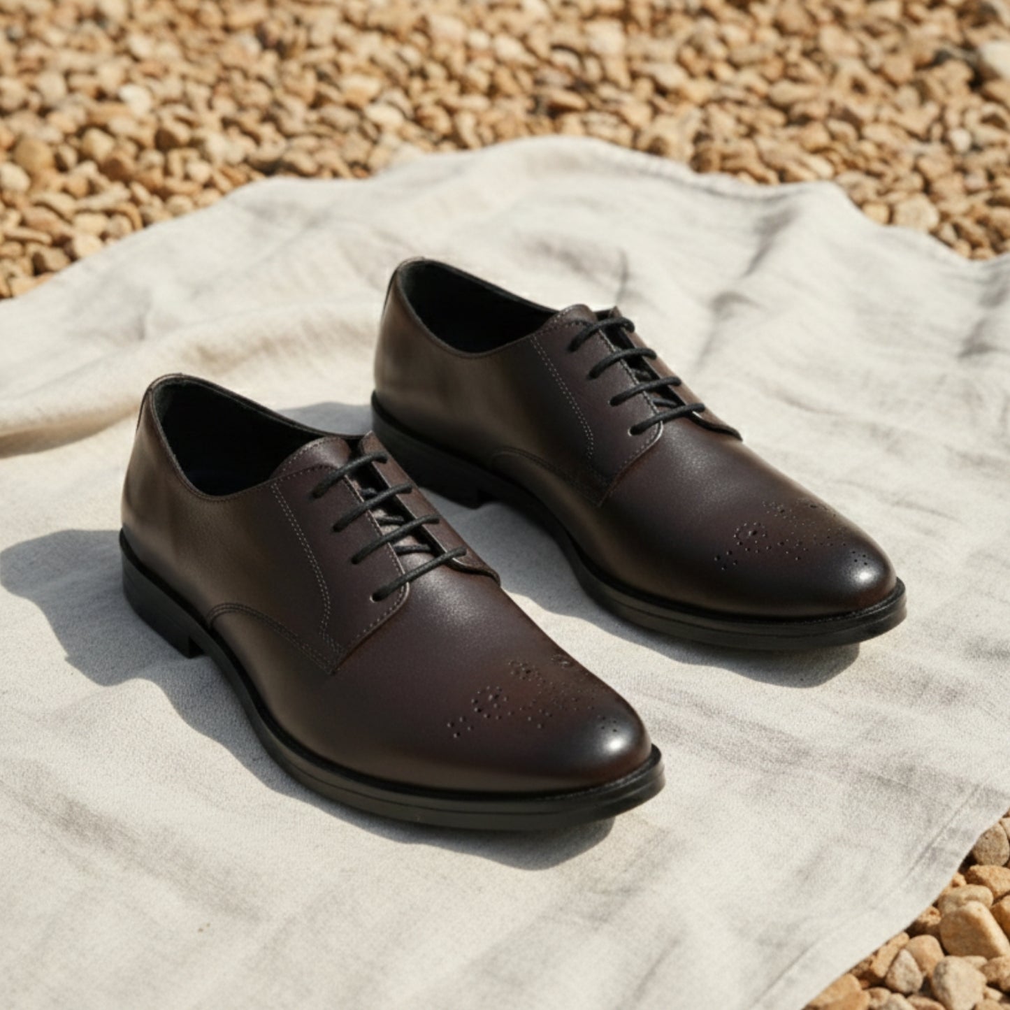Classic Plain-Toe Derby – Deep Coffee Brown