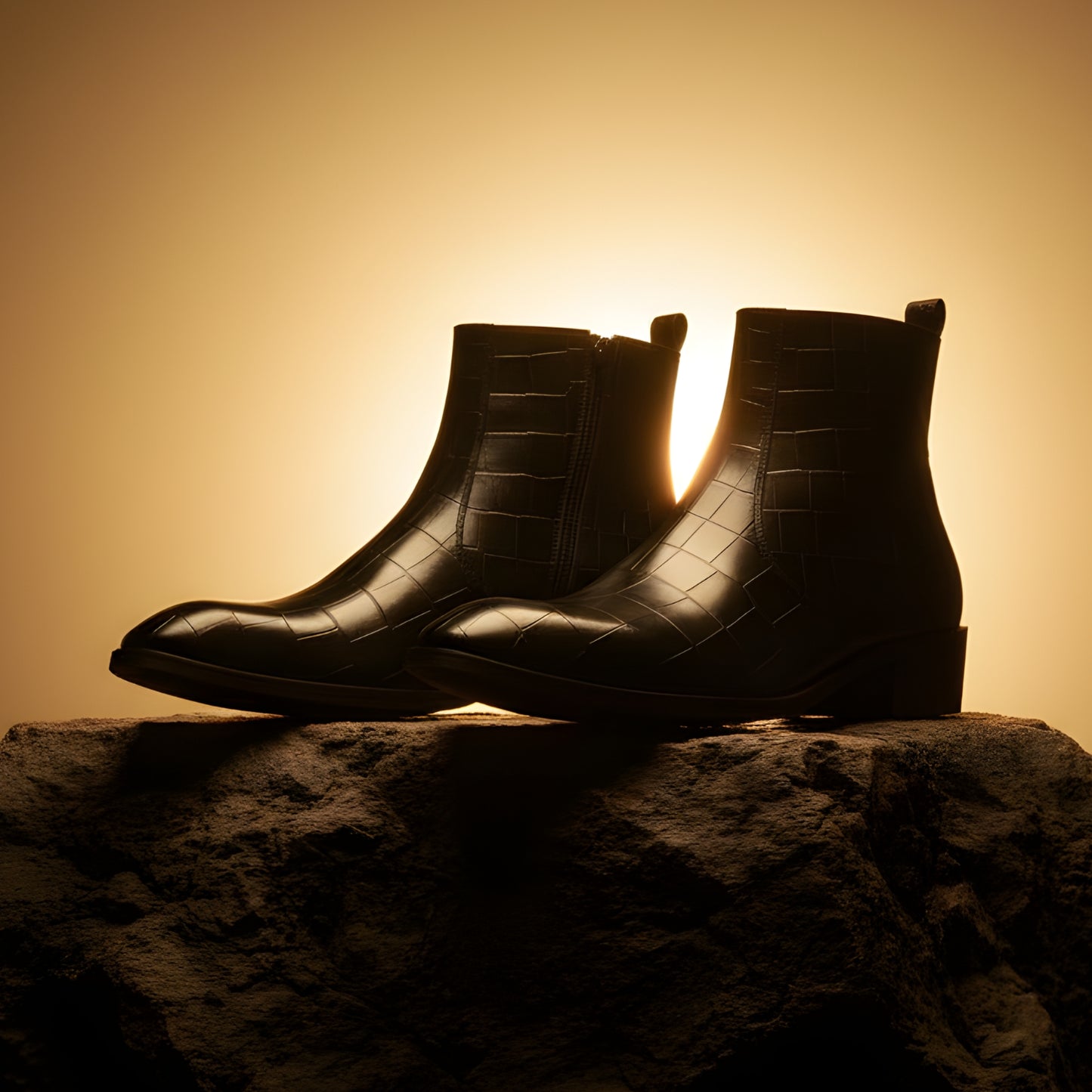 The Black Crocodile-Embossed Chelsea Boot