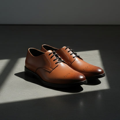 Classic Plain-Toe Derby – Tan Patina