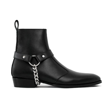 Black Harness Leather Boots