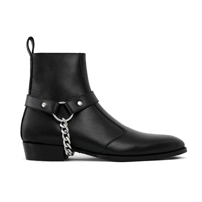 Black Harness Leather Boots