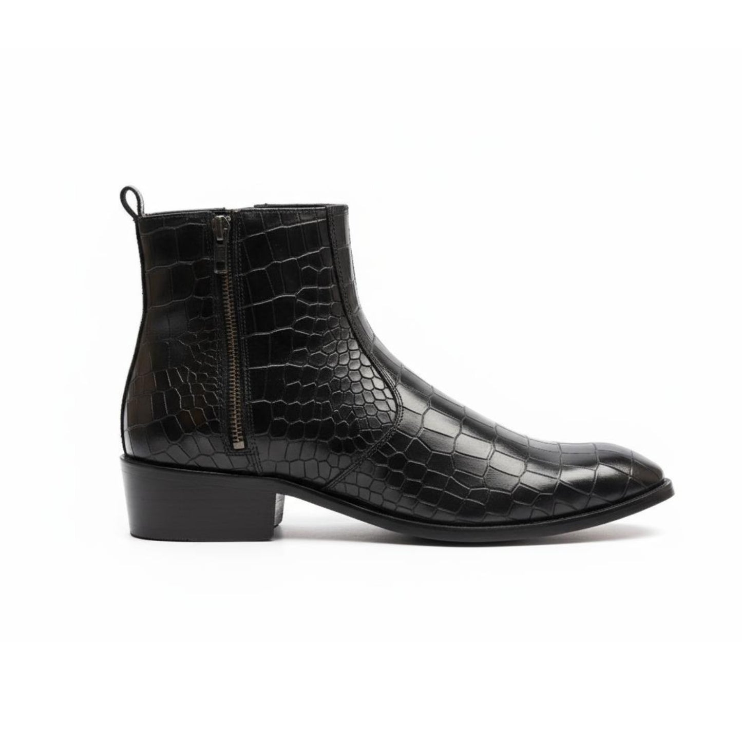 The Black Crocodile-Embossed Chelsea Boot