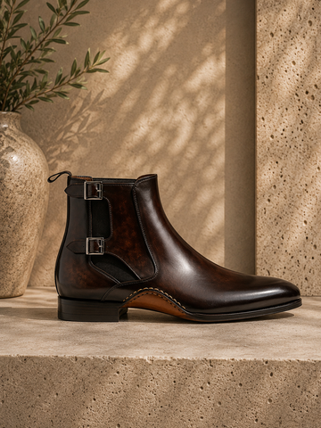 ARYAKI BROWN MONKSTRAP BOOTS