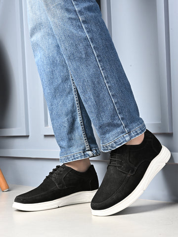 Black suede Leather Casual Derby