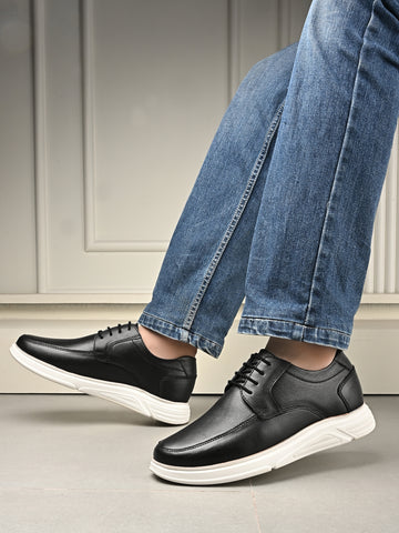 Black Milled Leather Casual Derby