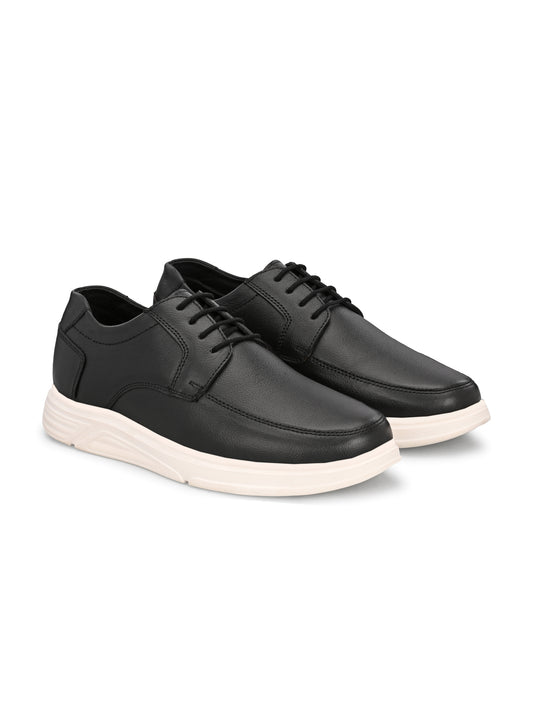 Black Milled Leather Casual Derby