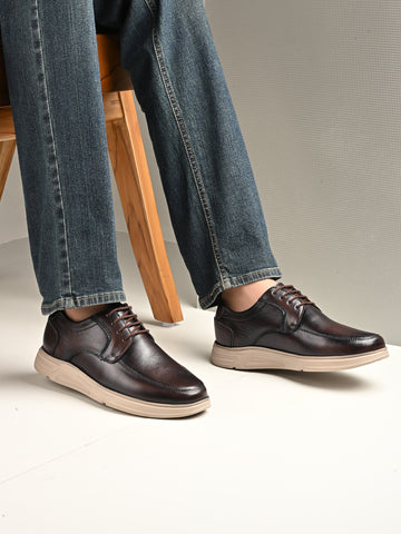 Brown Milled Leather Casual Derby