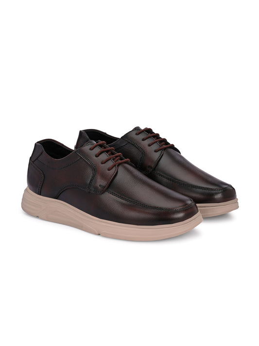 Brown Milled Leather Casual Derby