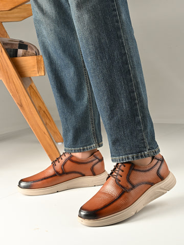 Tan Milled Leather Casual Derby