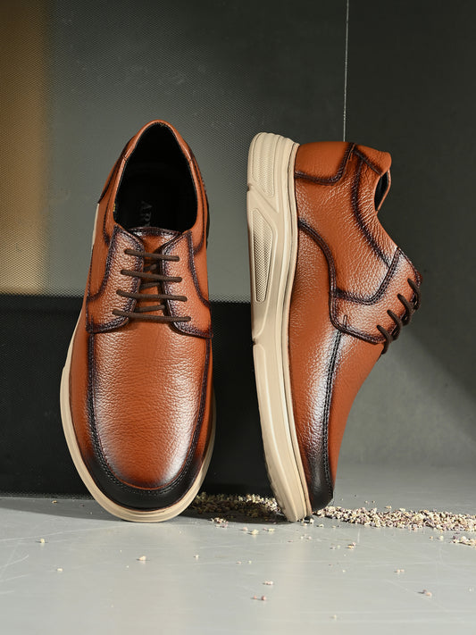 Tan Milled Leather Casual Derby
