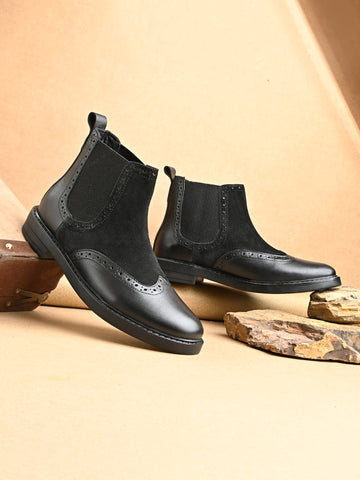 Heritage Wingtip Black Chelsea Boots