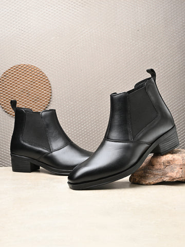Heritage Black Leather Chelsea Ankle Boots