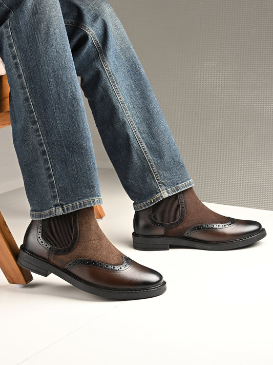 Heritage Wingtip Brown Chelsea Boots