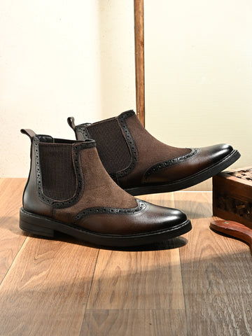 Heritage Wingtip Brown Chelsea Boots
