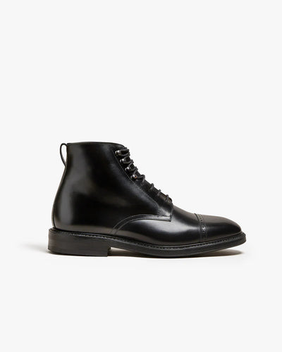 Men’s Black Cap-Toe Leather Ankle Boots