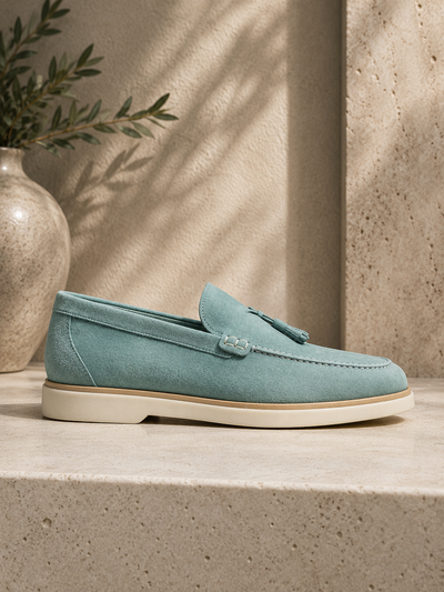 VANICE LIGHT BLUE TASSEL LOAFERS