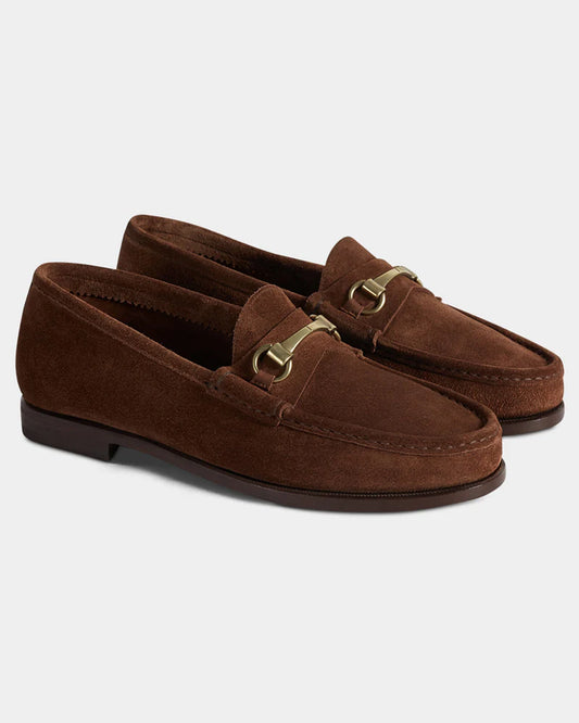 Classic Brown Suede Horsebit Loafers