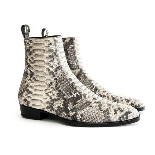 Natural Python Leather Ankle Boots