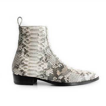 Natural Python Leather Ankle Boots