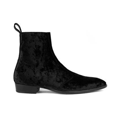 Black Velvet Chelsea Boots
