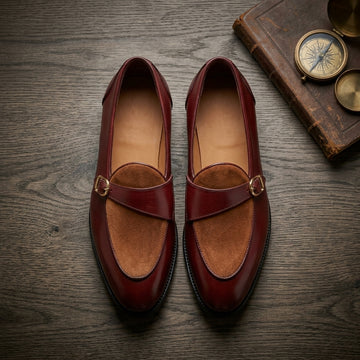 Aryaki Verona Suede Strap Loafers – Burgundy Tan