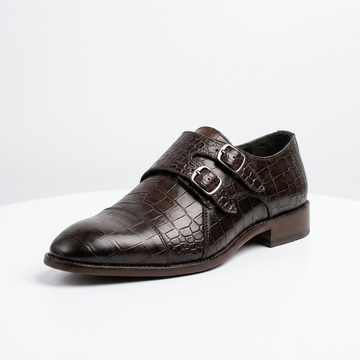 Sovereign — Double Monk Strap in Croco-Embossed Leather