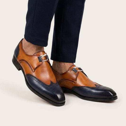 Aryaki Windsor Two-Tone Wingtip Derby Leather Shoes