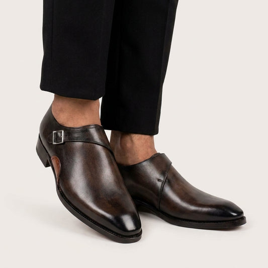 Aryaki Noir Single Monk Leather Shoes
