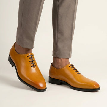 Aryaki Siena Mustard Wholecut Oxford Leather Shoes