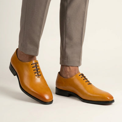 Aryaki Siena Mustard Wholecut Oxford Leather Shoes