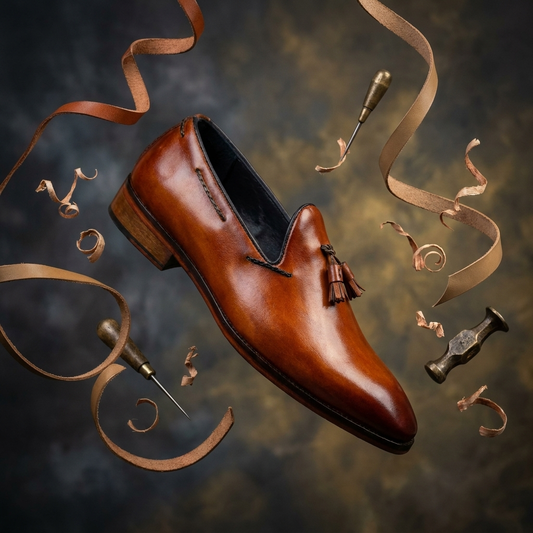 TASSEL LOAFERS TAN PATINA FINISH