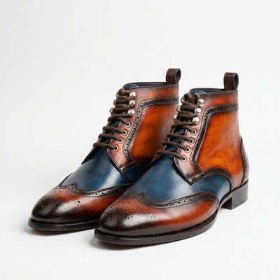 Aryaki Regent Two-Tone Wingtip Leather Boots
