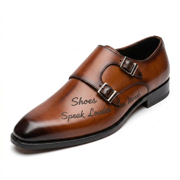 Aryaki Verona Burnished Double Monk Strap Leather Shoes