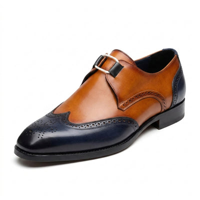 Aryaki Windsor Two-Tone Wingtip Derby Leather Shoes