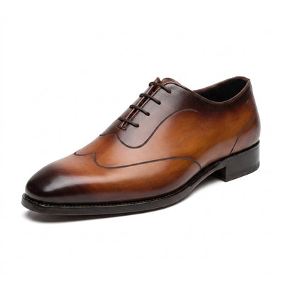 Aryaki Savile Burnished Wingtip Oxford Leather Shoes